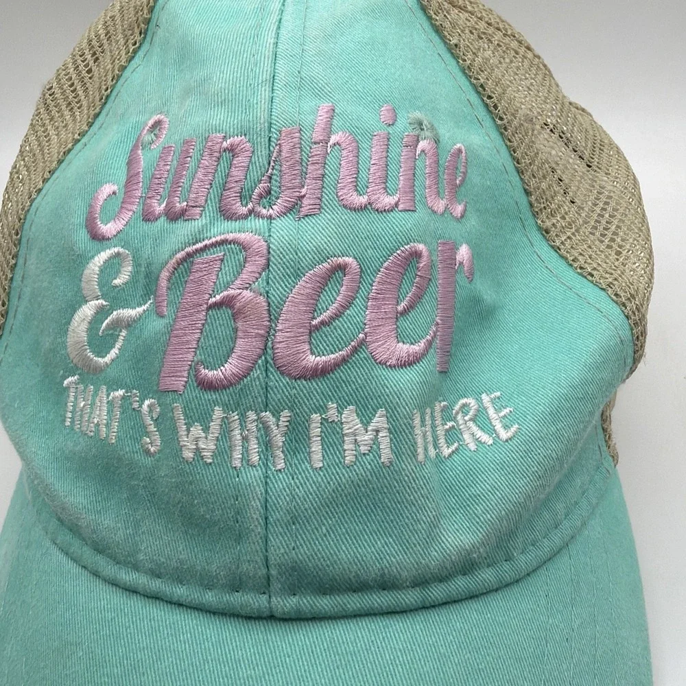 Piper Lou Hat Sunshine & Beer That's Why‎ I'm Here Trucker Mesh Cap